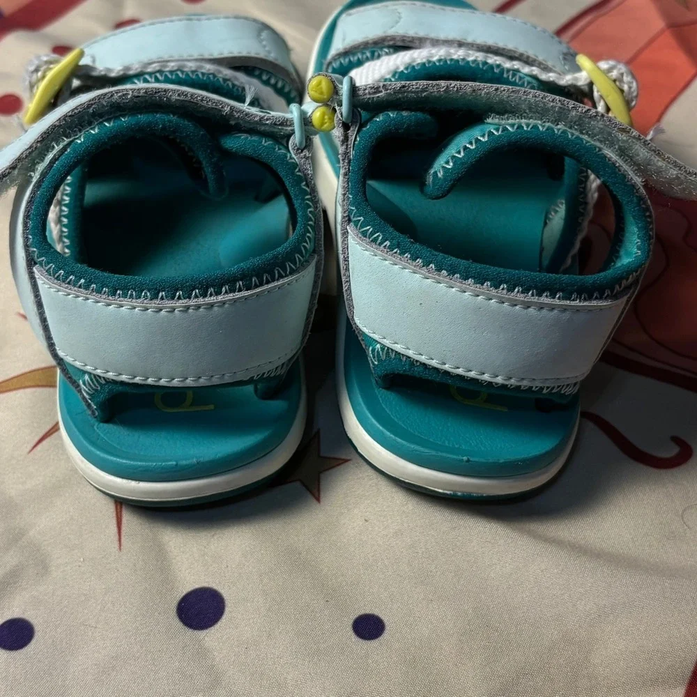 Plae Mimo Kids Sandals Teal Blue Yellow Water Friendly Outdoor Shoes Size 8